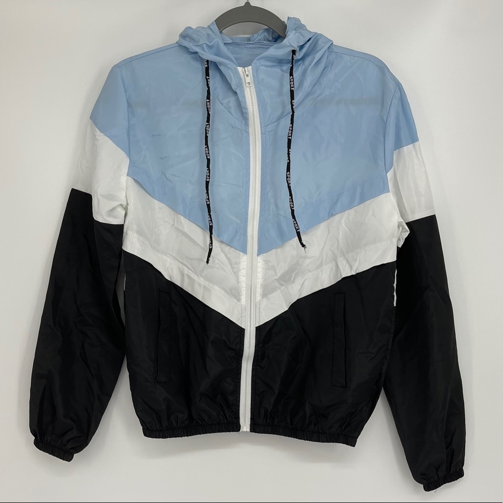 TRI-COLOR ZIP CLOSE LIGHTWEIGHT WIND BREAKER LARGE - Picture 6 of 7